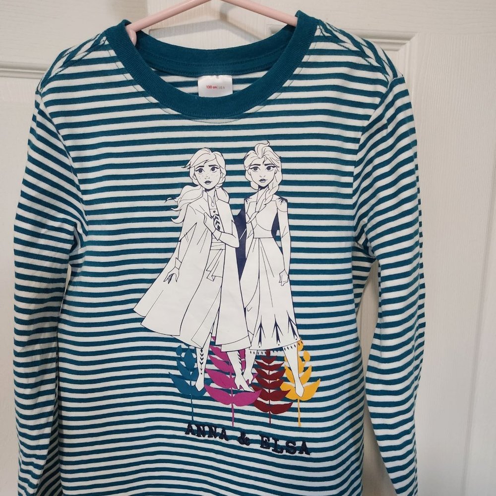 Hanna Andersson Anna and Elsa shirt size 8 (organic cotton)